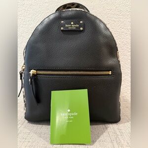 Kate Spade Mini Black Backpack with Leopard Print And Gold Zipper Accents NWOT